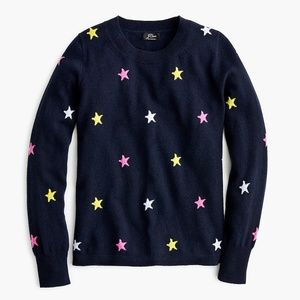 Long-sleeve cashmere crewneck sweater in Stars